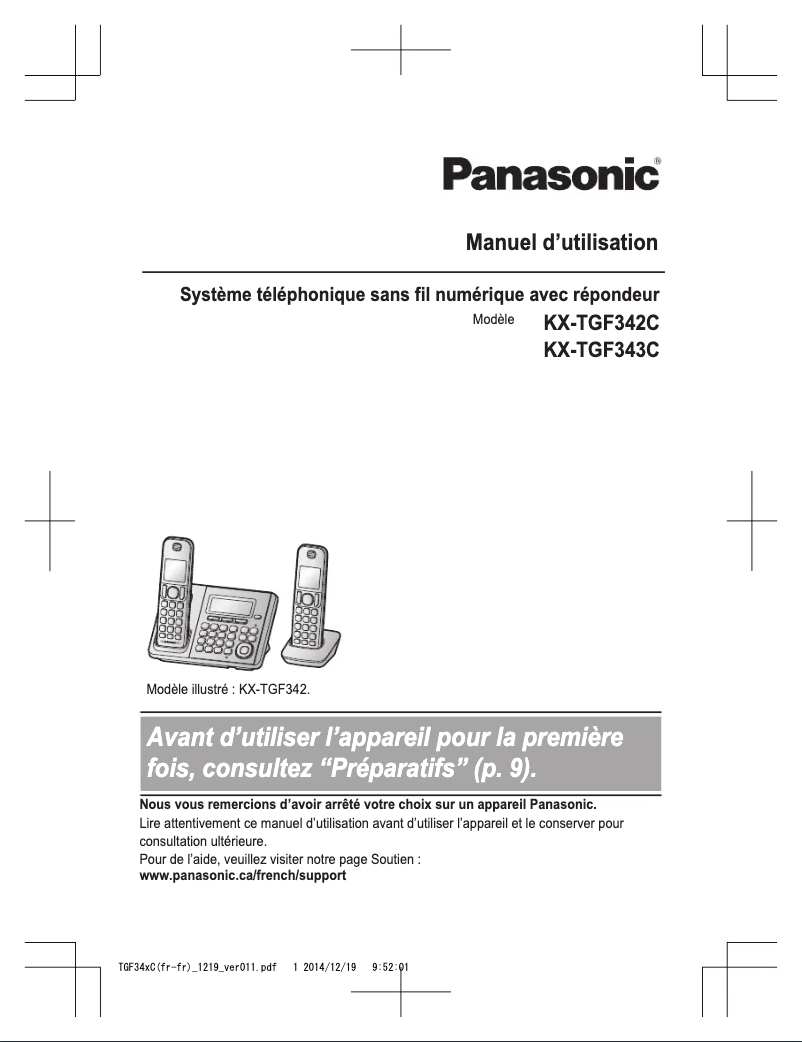 Page n°1 - Manuel utilisateur Panasonic KX-TGF340