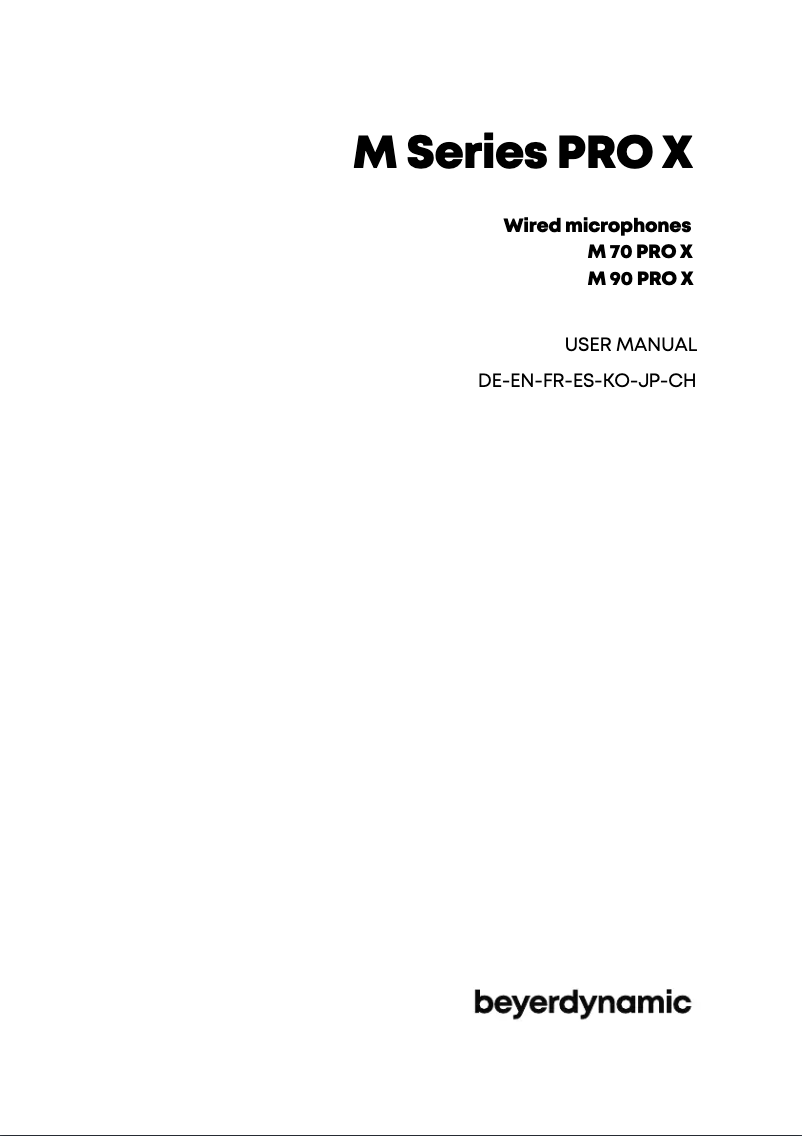 Page 1 de la notice Manuel utilisateur Beyerdynamic M 70 PRO X