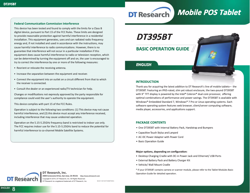 Page n°1 - Manuel utilisateur DT Research DT395BT