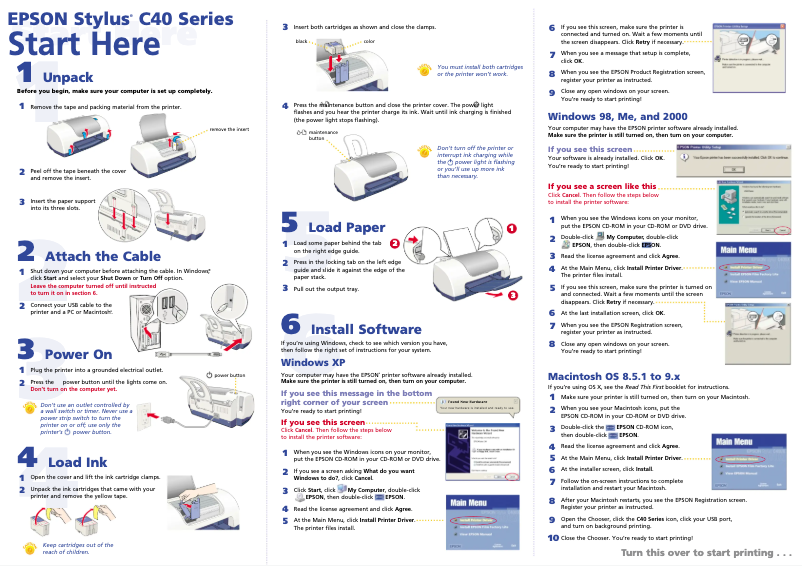 Page n°1 - Manuel utilisateur Epson Stylus C40UX