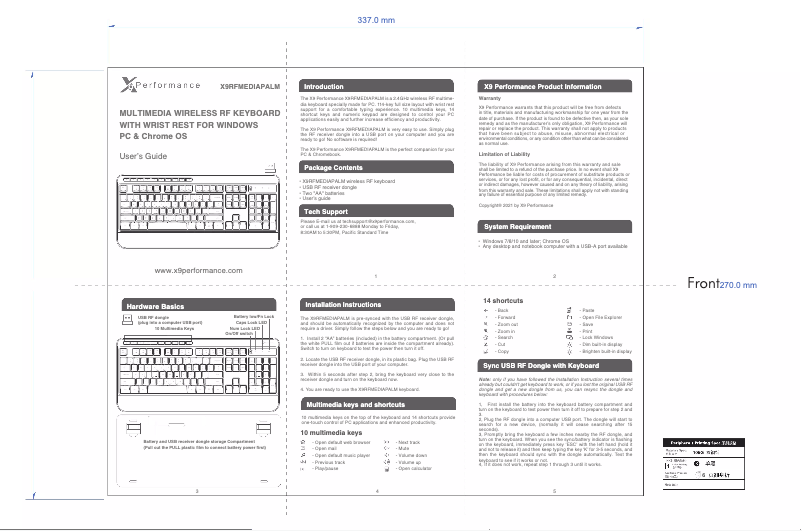 Page n°1 - Manuel utilisateur X9 Performance X9MEDIAPALM