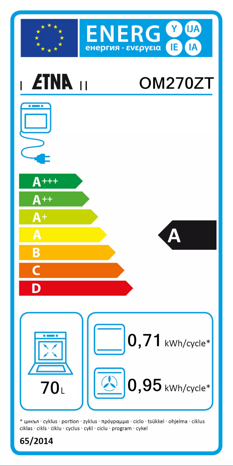 Page n°1 - Label énergétique Etna OM270ZT