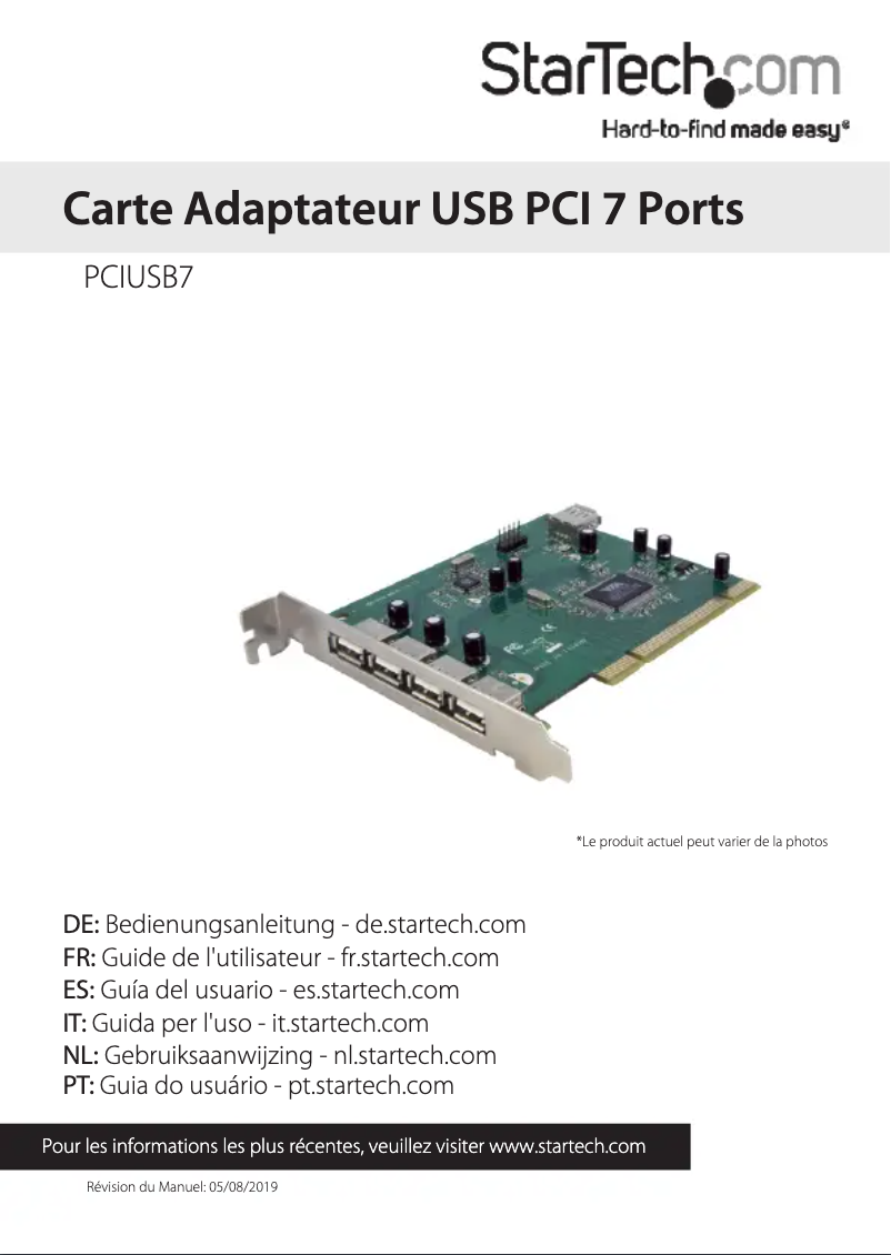 Image de la première page du manuel de l'appareil PCIUSB7