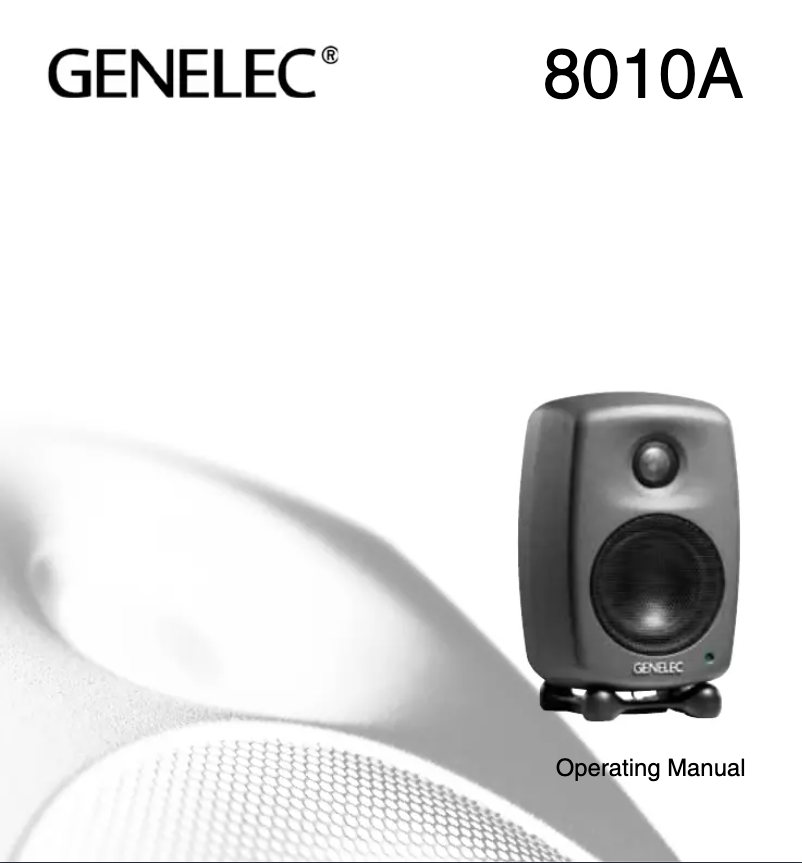 Page n°1 - Manuel utilisateur Genelec 8010 APM