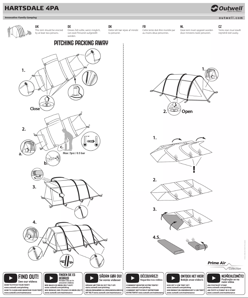 Page 1 de la notice Manuel utilisateur Outwell Hartsdale 4PA