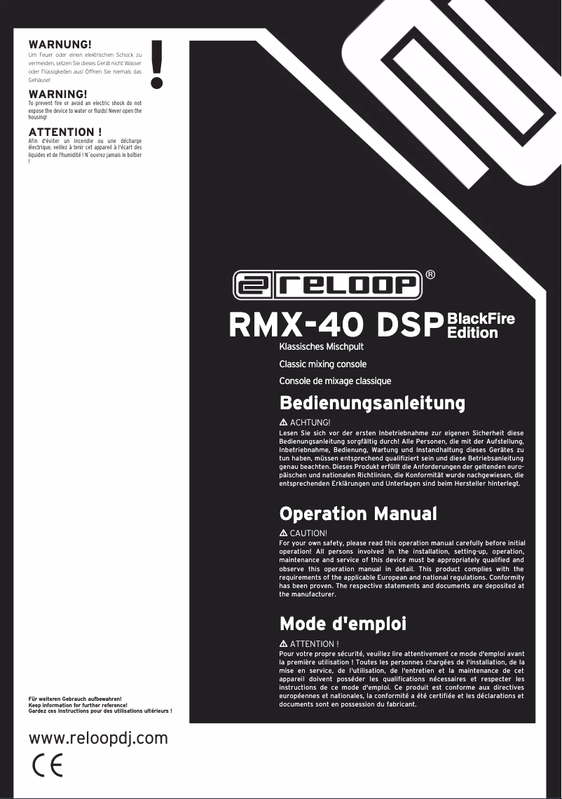 Page 1 de la notice Manuel utilisateur Reloop RMX-40 DSP