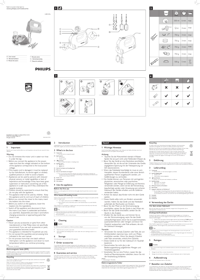 Image de la première page du manuel de l'appareil Avance Collection HR1576