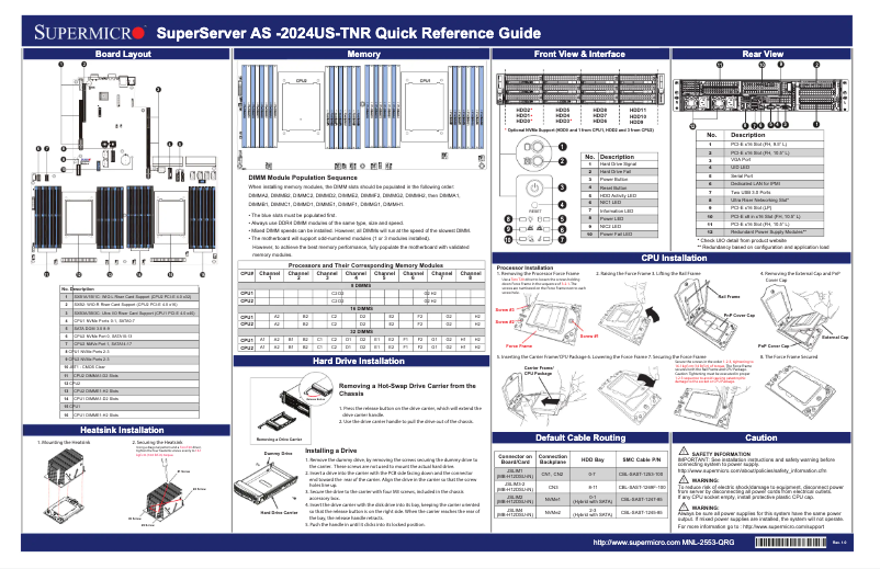 Page 1 de la notice Guide de démarrage rapide Supermicro A+ Server 2024US-TNR