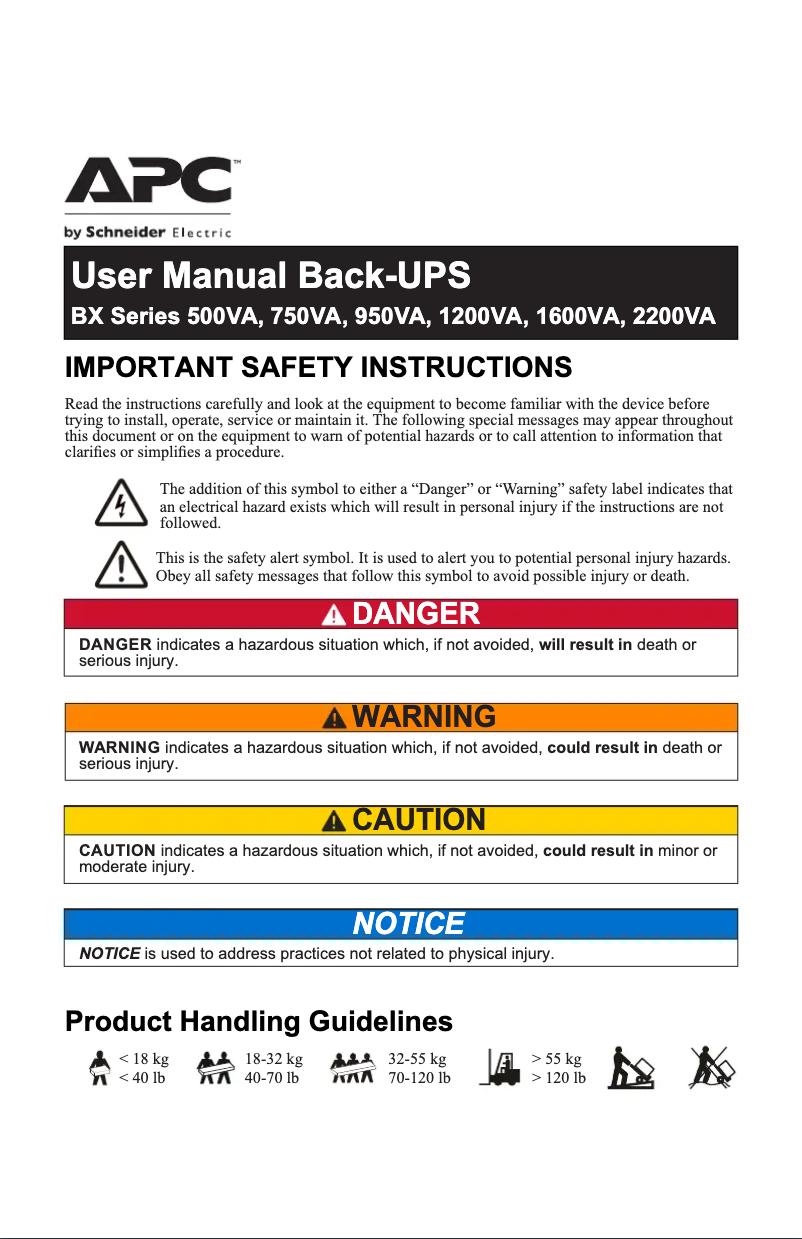 Image de la première page du manuel de l'appareil Back-UPS 750VA