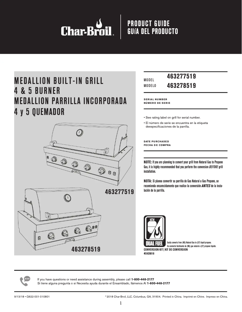 Page 1 de la notice Manuel utilisateur Char-Broil Medallion 463278519
