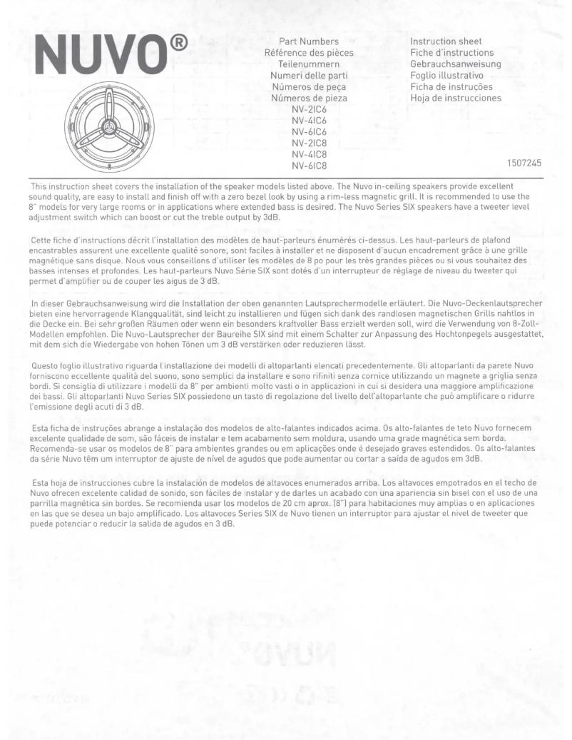 Página 1 del manual Manual de usuario NUVO Series Two NV-2IC8