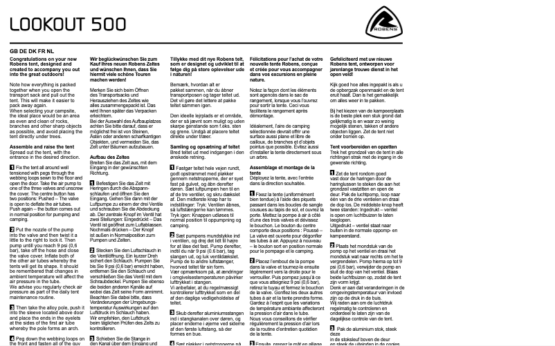 Image de la première page du manuel de l'appareil Lookout 500