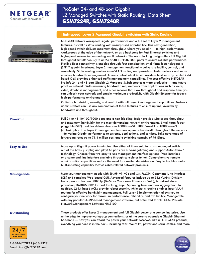 Page n°1 - Fiche technique Netgear GSM7224R