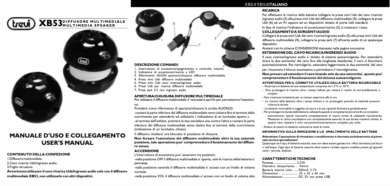 Page 1 de la notice Manuel utilisateur Trevi XB 53