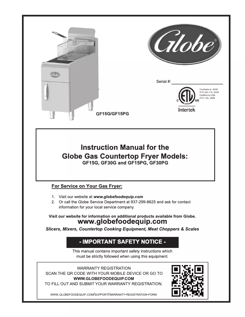 Page 1 de la notice Manuel utilisateur Globe GF15PG