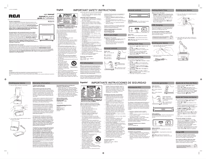 Page 1 de la notice Manuel utilisateur audiovox RCD215