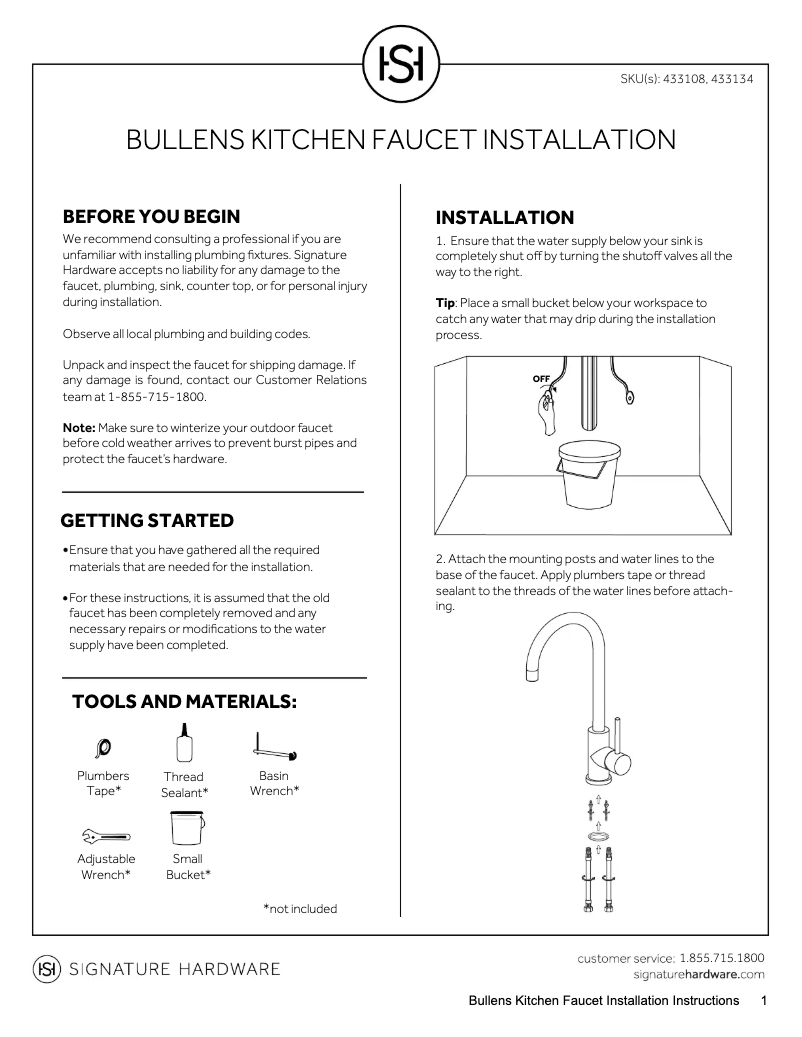 Page 1 de la notice Manuel utilisateur Signature Hardware Bullens 433108