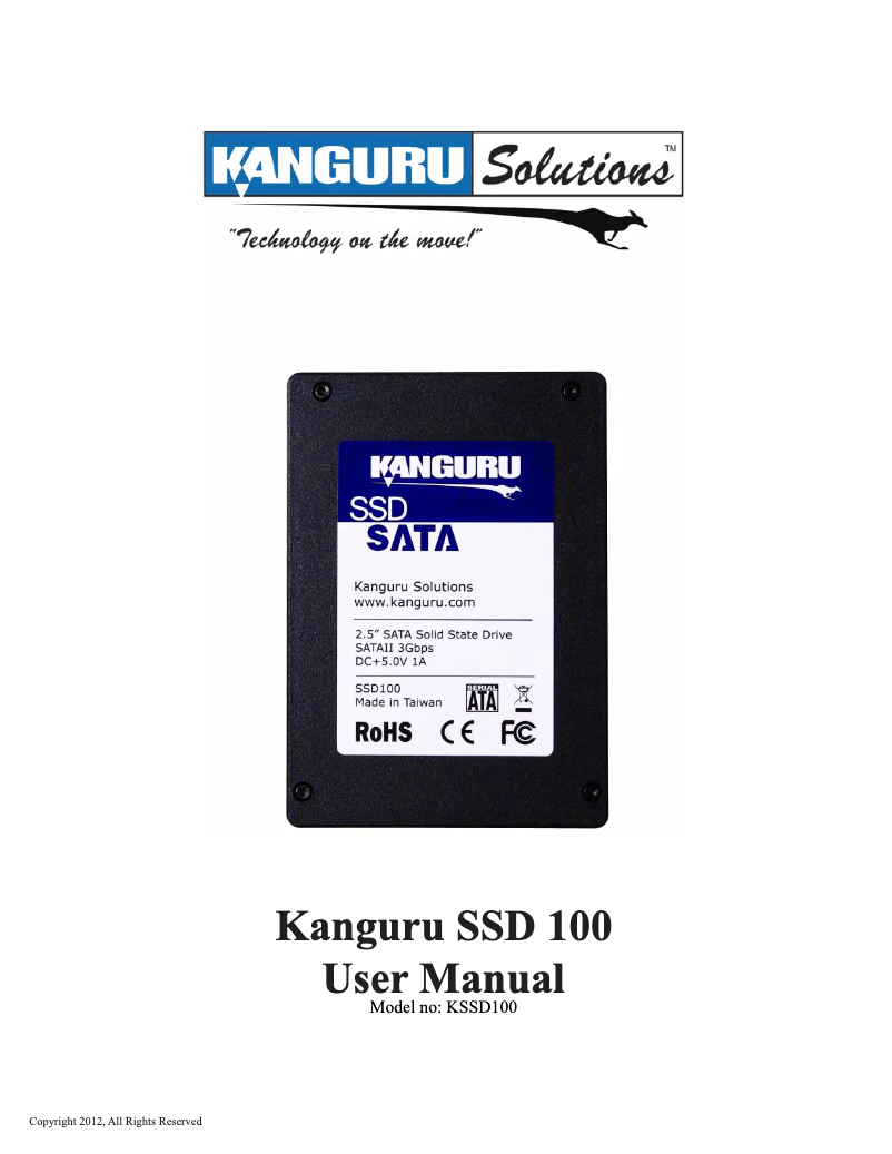 Page 1 de la notice Manuel utilisateur Kanguru SSD100