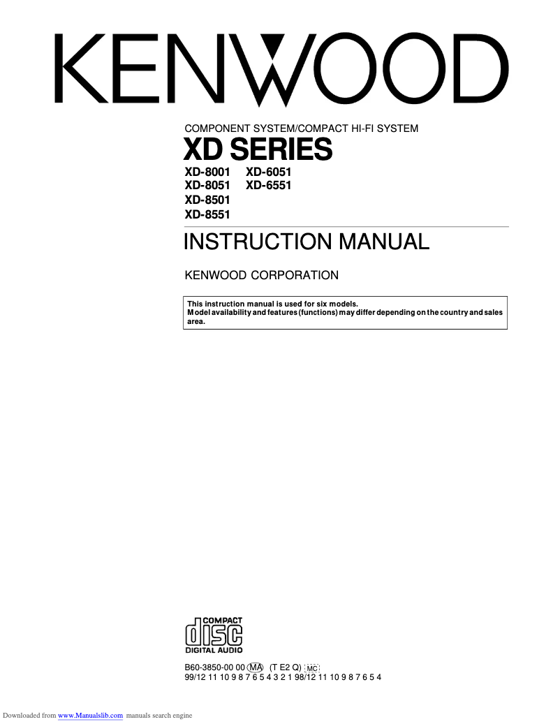Página 1 del manual Manual de usuario Kenwood XD-8051