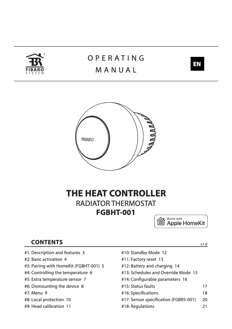 Page 1 de la notice Manuel utilisateur Fibaro FGBHT-001