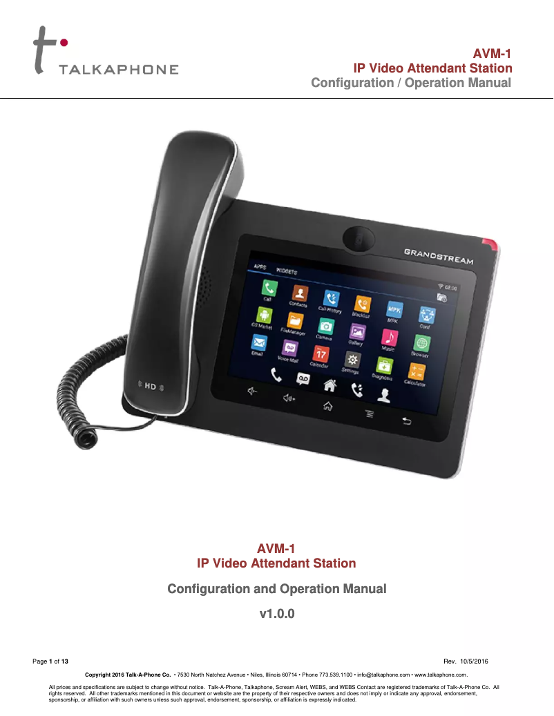 Image de la première page du manuel de l'appareil AVM-1