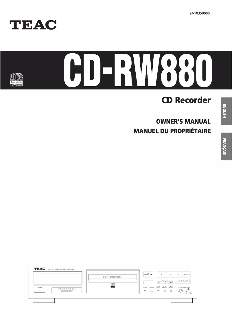 Page 1 de la notice Manuel utilisateur Teac CD-RW880