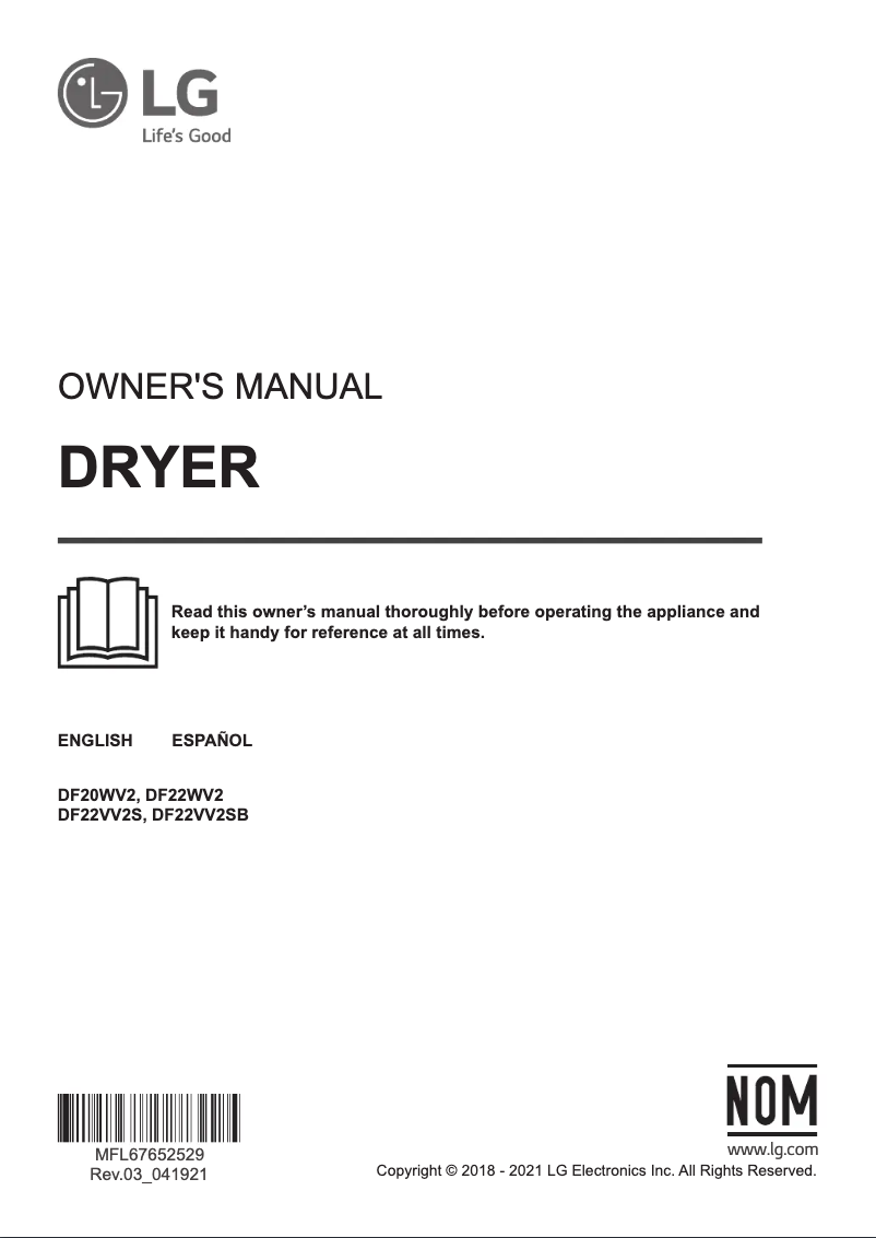 Page 1 de la notice Manuel utilisateur LG DF22VV2SB