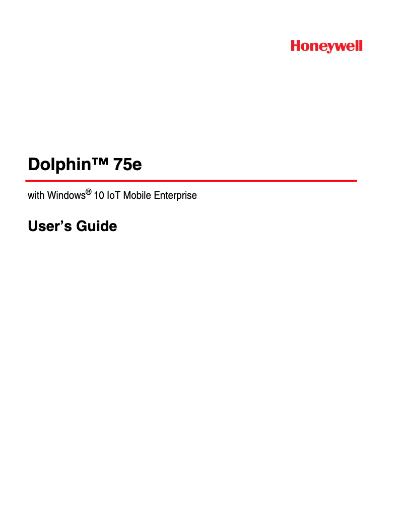 Page n°1 - Manuel utilisateur Honeywell Dolphin 75e