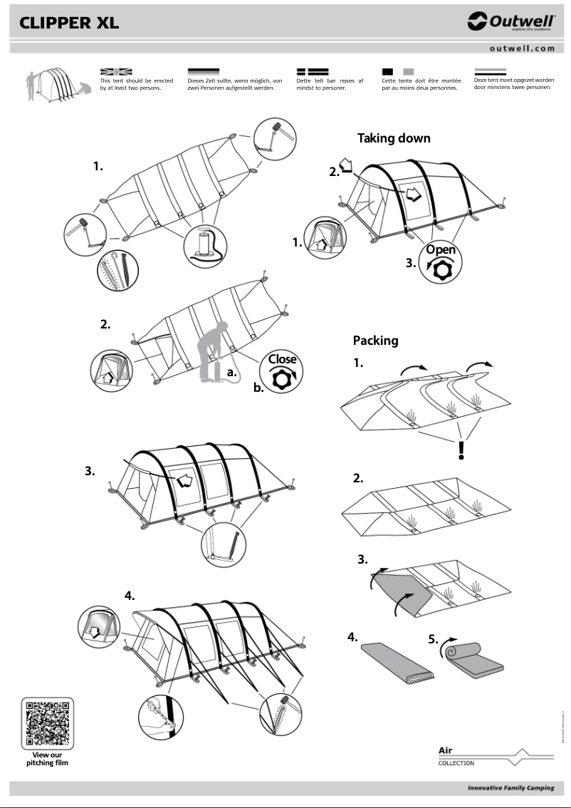 Page 1 de la notice Manuel utilisateur Outwell Clipper XL