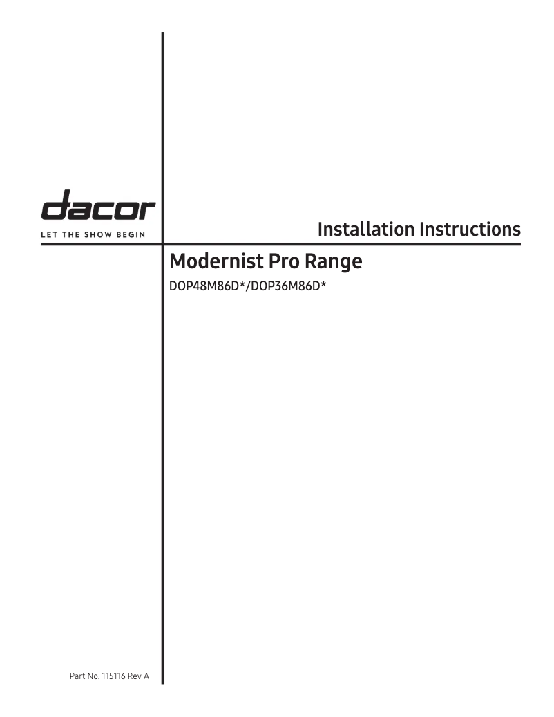 Page 1 de la notice Guide d'installation Dacor DOP48M86DLM