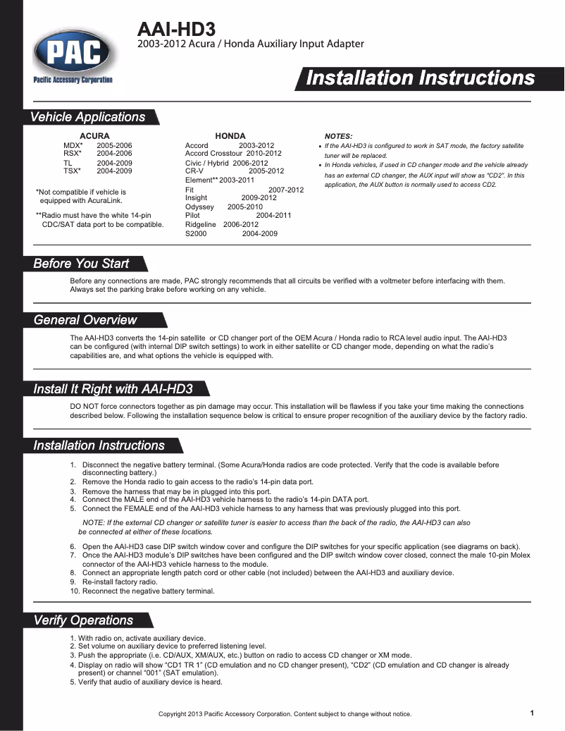 Page 1 de la notice Manuel utilisateur PAC AAI-HD3