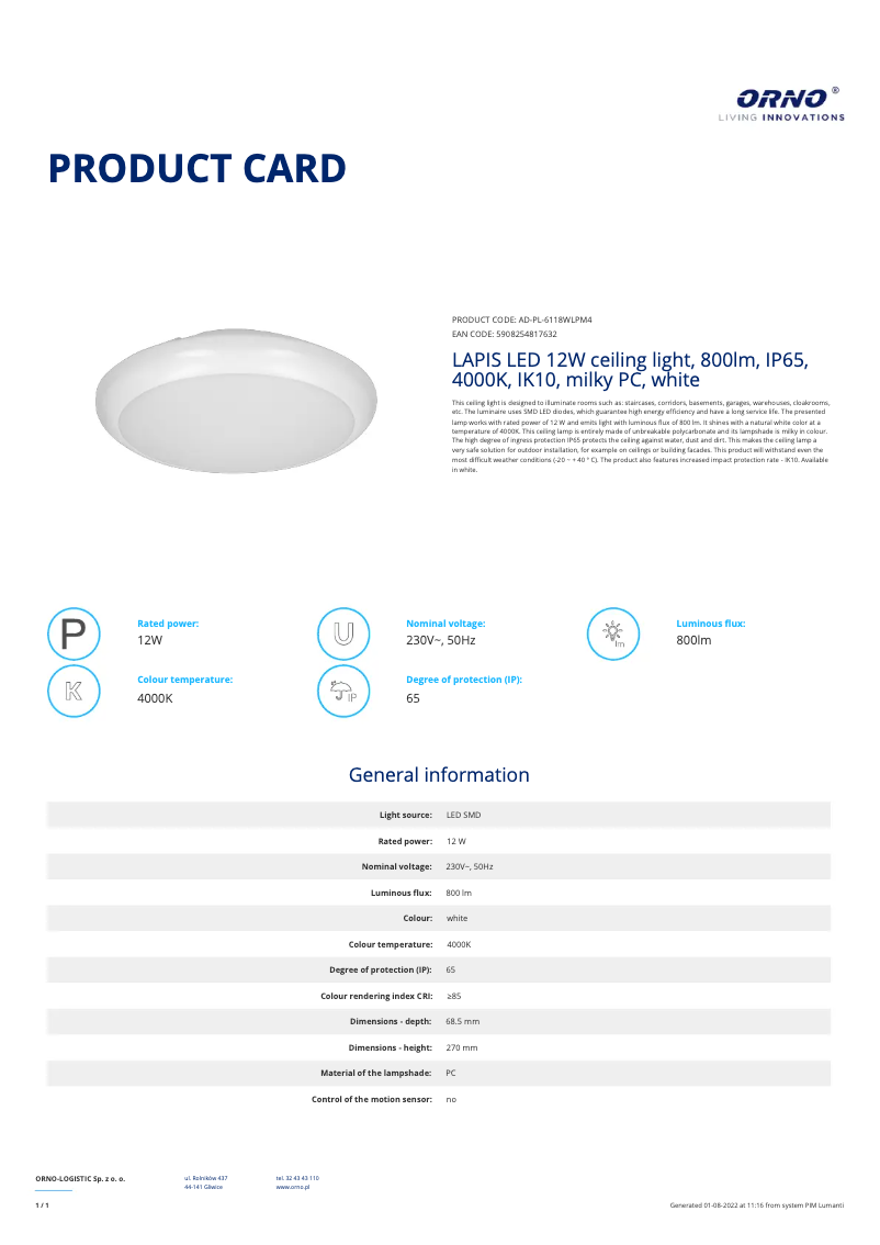 Image de la première page du manuel de l'appareil AD-PL-6118WLPM4