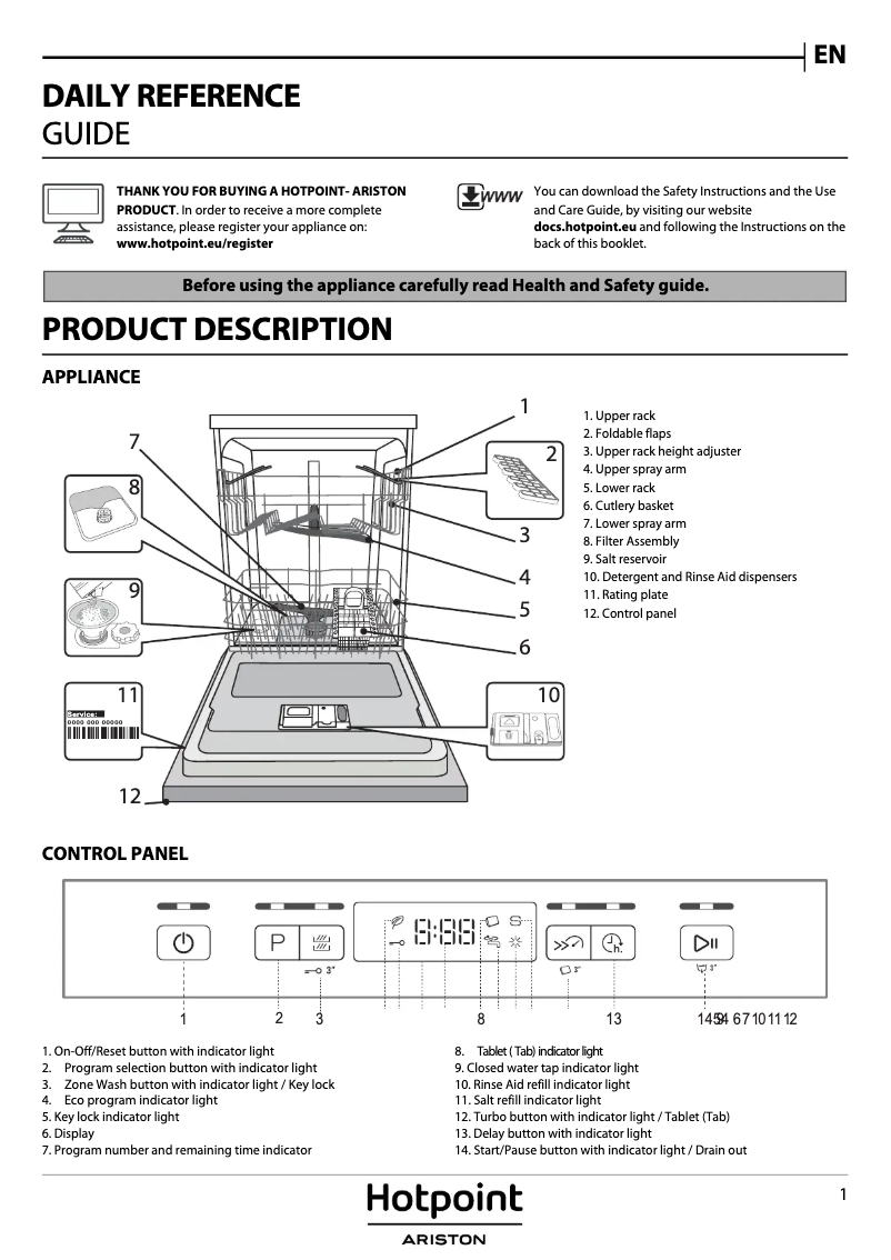 Page 1 de la notice Manuel utilisateur Hotpoint HFC 3C26