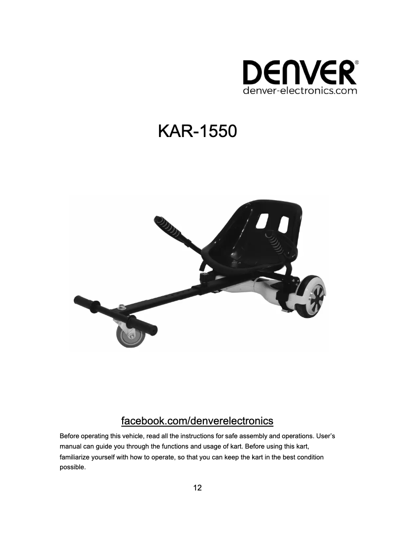 Page n°1 - Manuel utilisateur Denver KAR-1550