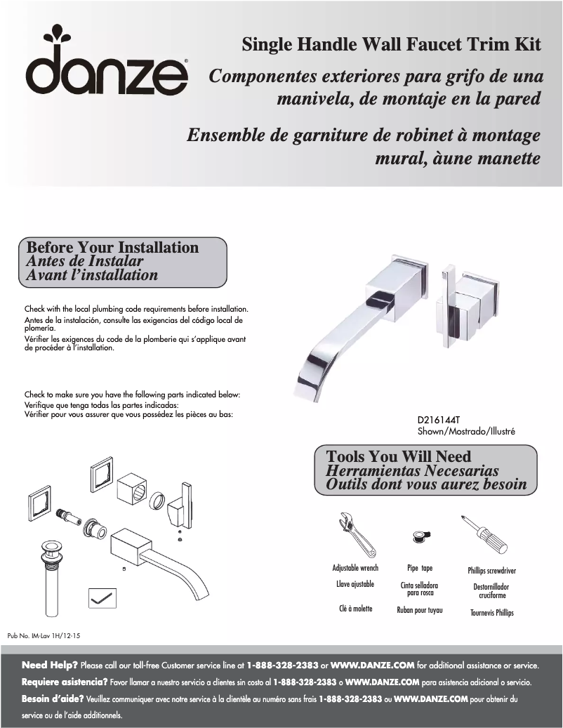 Page n°1 - Manuel utilisateur Danze D216144