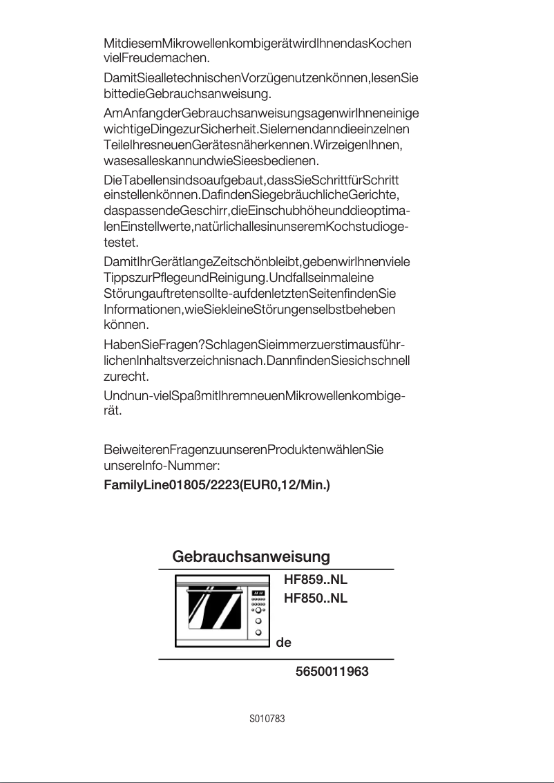 Page n°1 - Manuel utilisateur Siemens HF85921