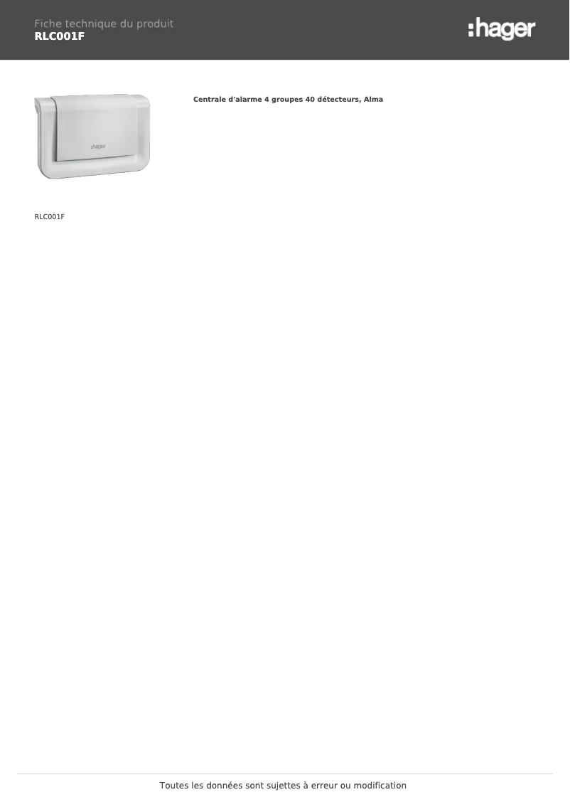 Image de la première page du manuel de l'appareil RLC001F