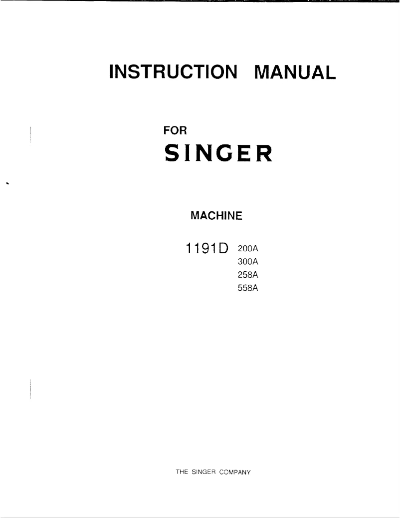 Page 1 de la notice Manuel utilisateur Singer 258A