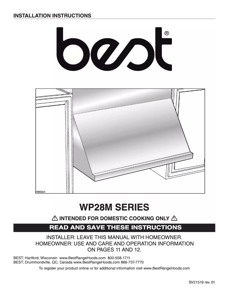 Page 1 de la notice Guide d'installation Best Classico WP28M30SB