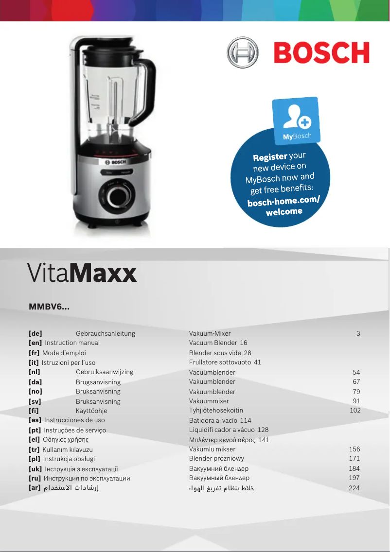 Page n°1 - Manuel utilisateur Bosch VitaPower MMBV625M