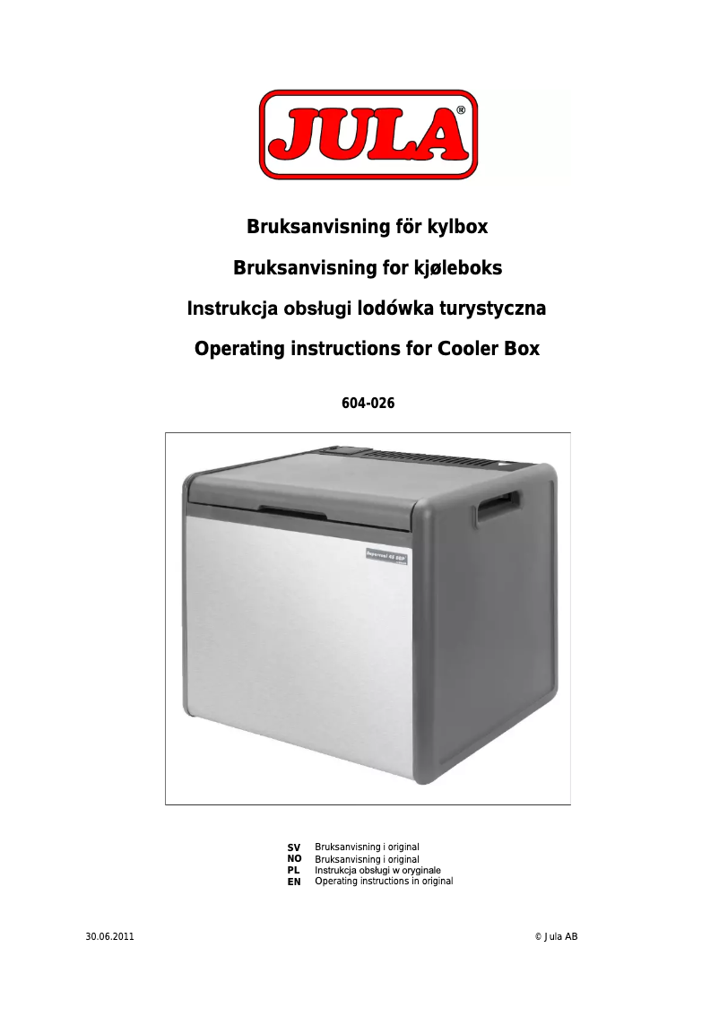 Page n°1 - Manuel utilisateur Jula 604-026