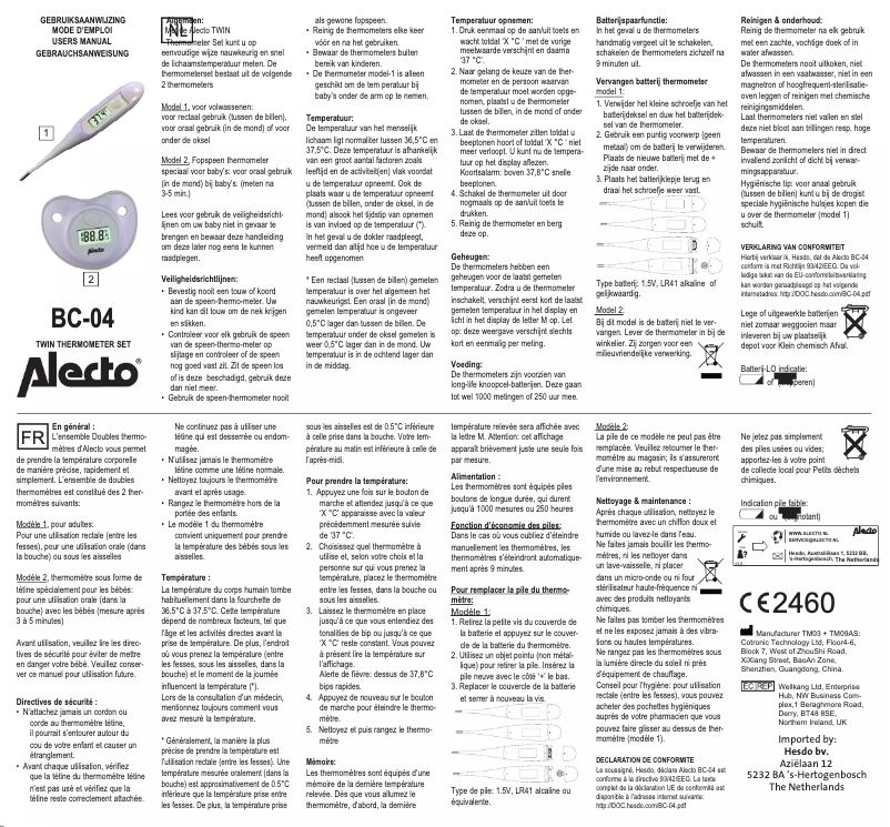 Page n°1 - Manuel utilisateur Alecto BC-04