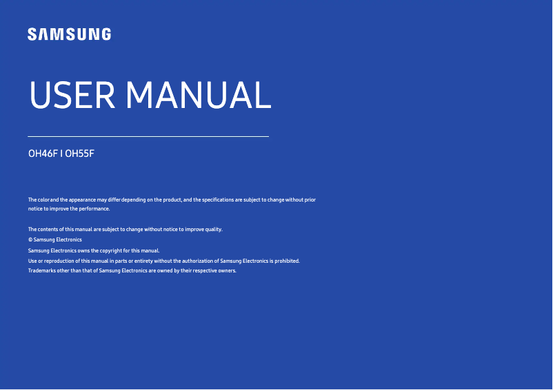Page n°1 - Manuel utilisateur Samsung LH55OHFPVBC