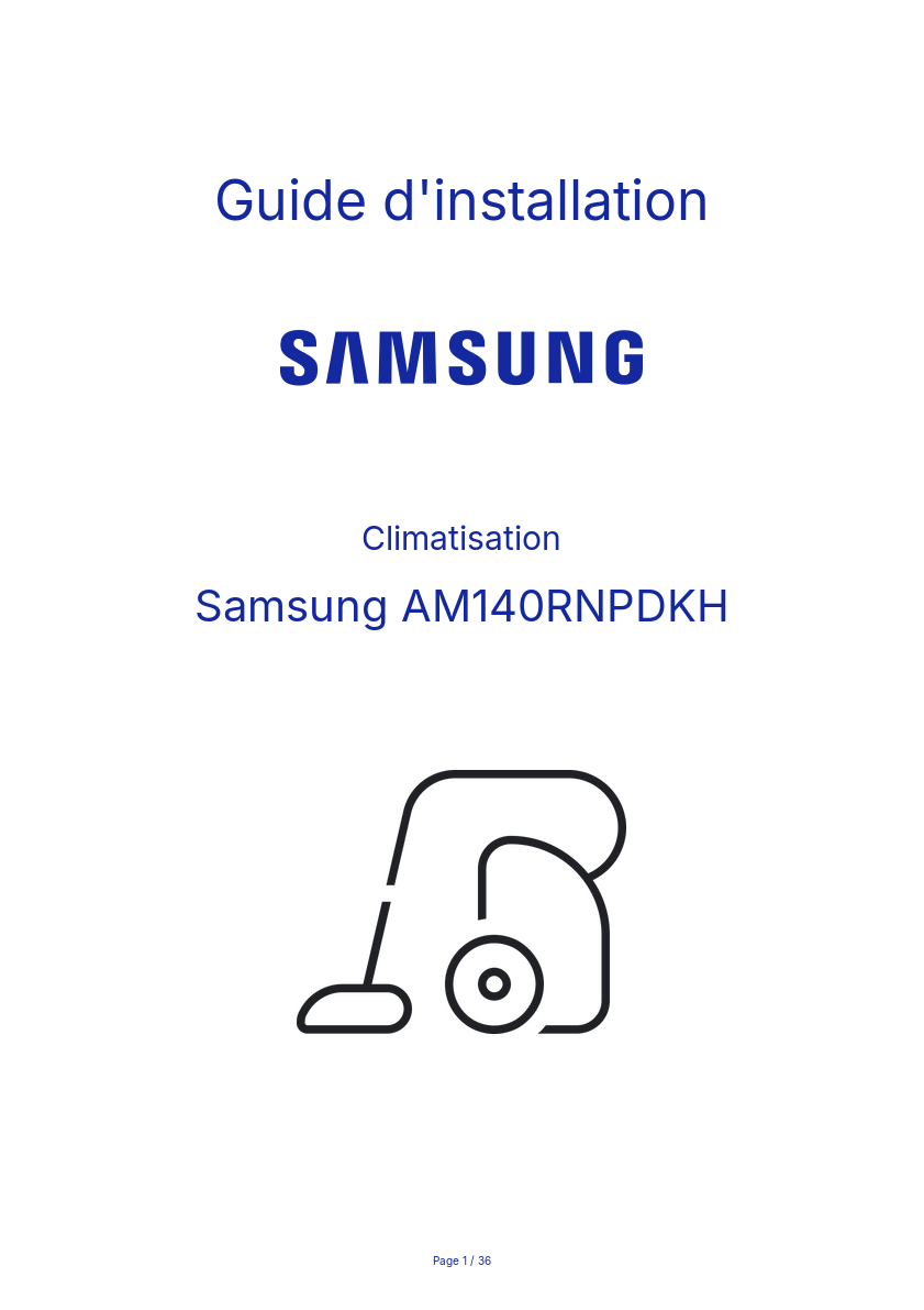 Page n°1 - Guide d'installation Samsung AM140RNPDKH