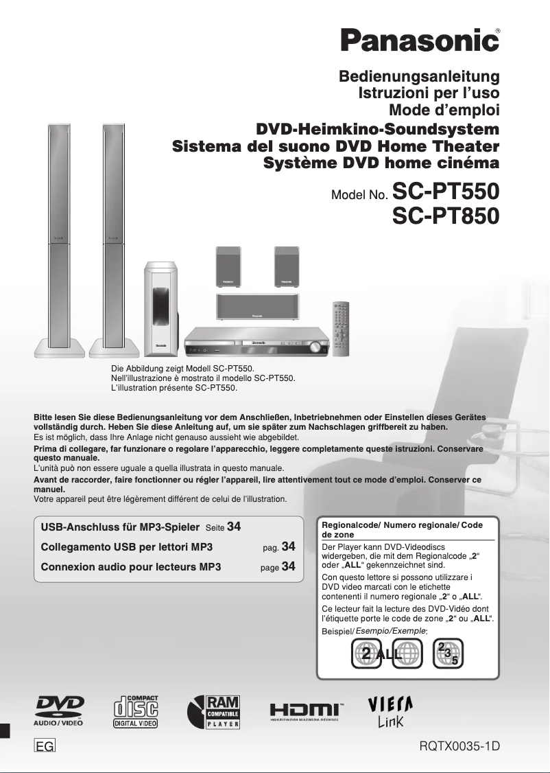 Image de la première page du manuel de l'appareil SC-PT850