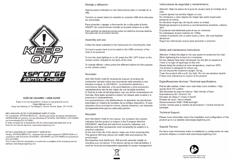 Image de la première page du manuel de l'appareil XSPRO-RGB