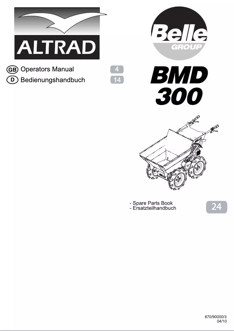Image de la première page du manuel de l'appareil BELLE BMD 300