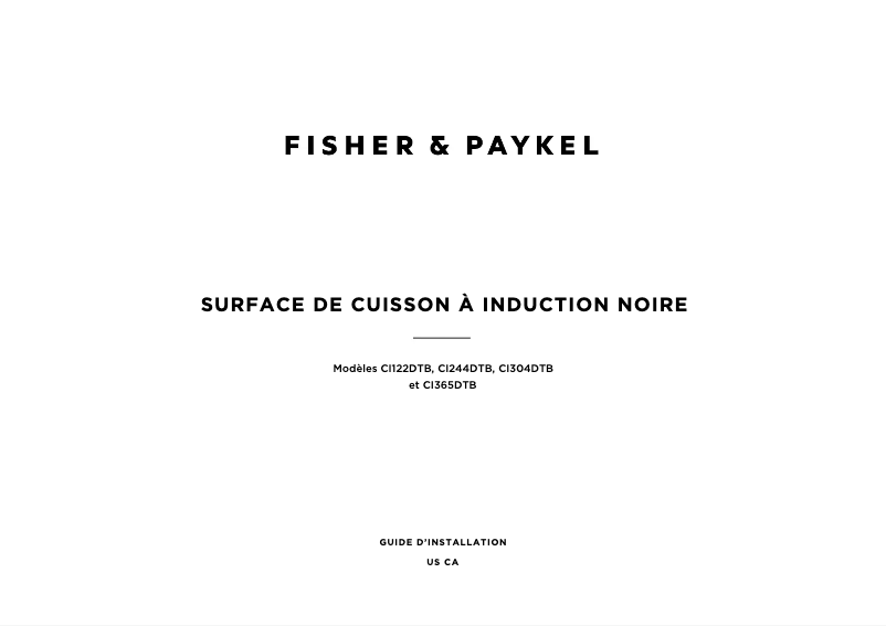 Page 1 de la notice Guide d'installation Fisher & Paykel CI244DTB4