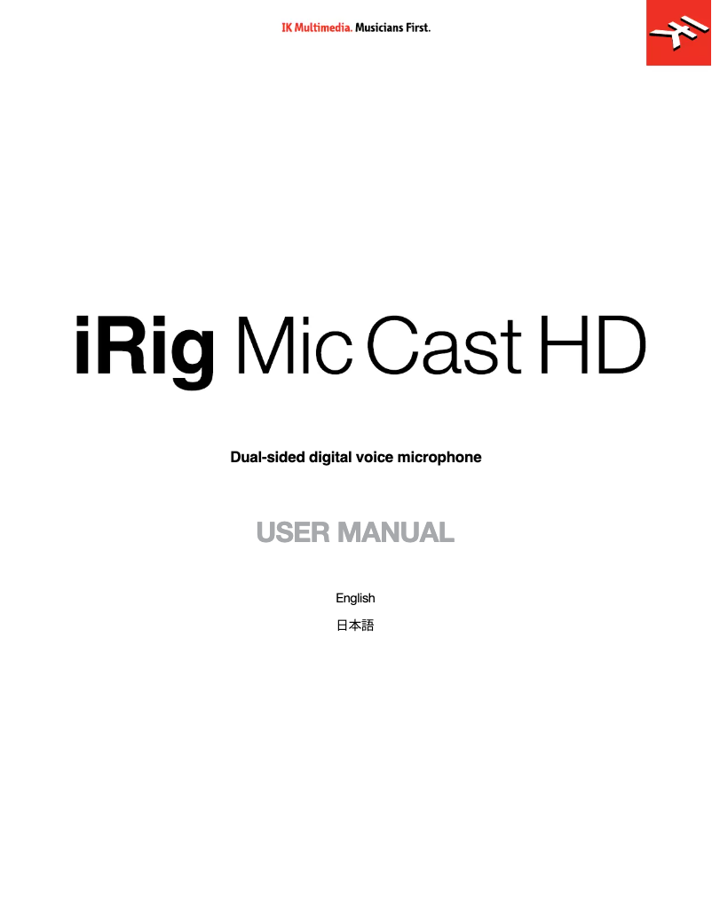 Page 1 de la notice Manuel utilisateur IK Multimedia iRig Mic Cast HD