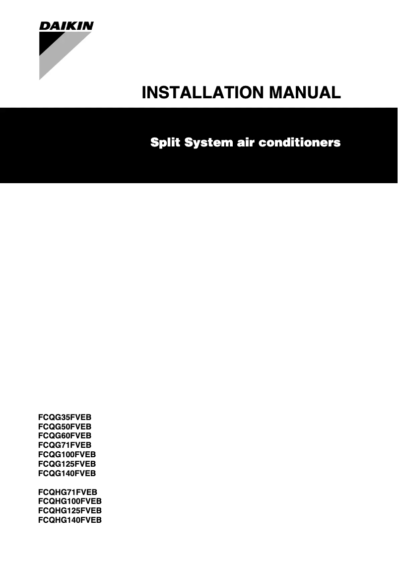 Page 1 de la notice Guide d'installation Daikin FCQG60FVEB